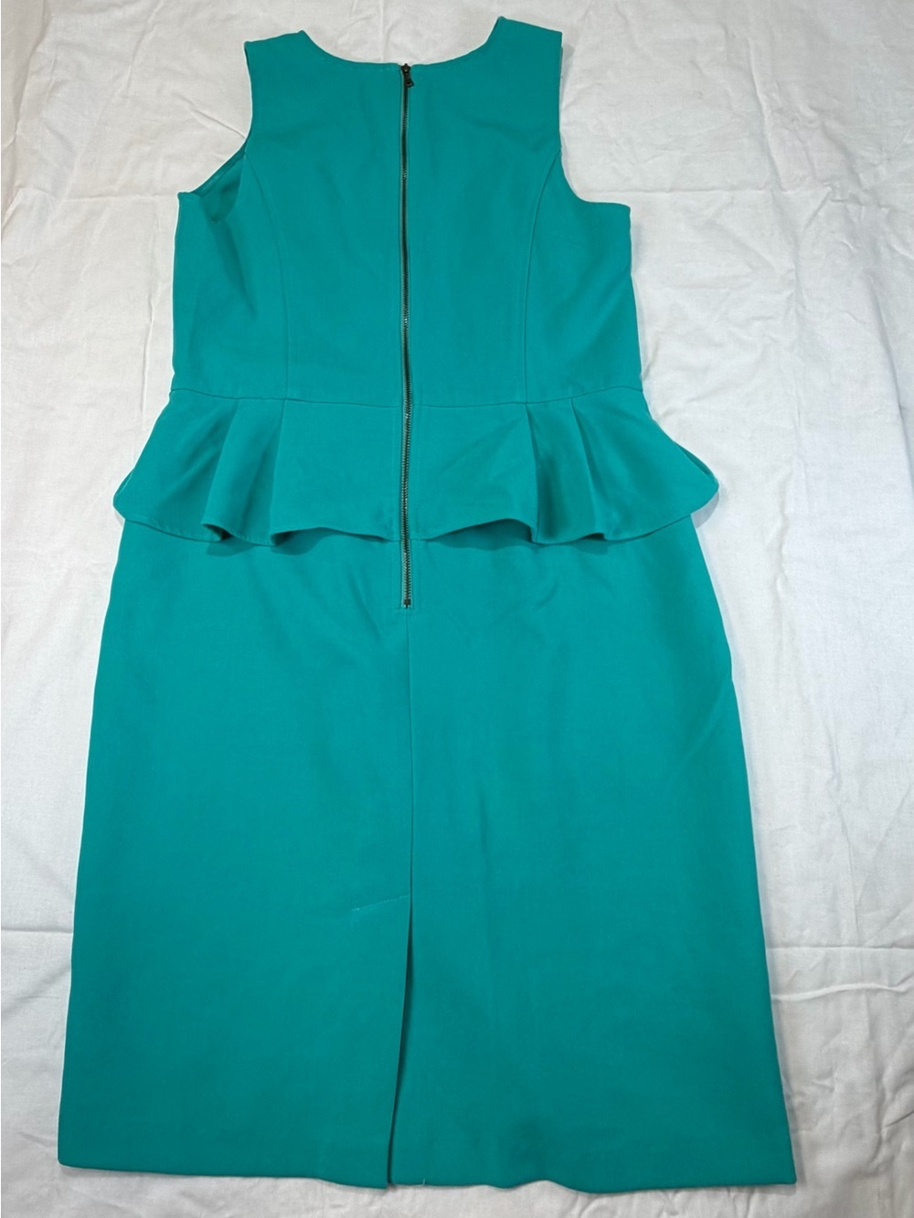 LOFT Teal Sleeveless Peplum Sheath Dress - Picture 2 of 8
